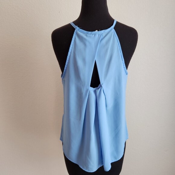 Papaya Light Blue Halter Neck Tank Top Blouse Small - Picture 2 of 6